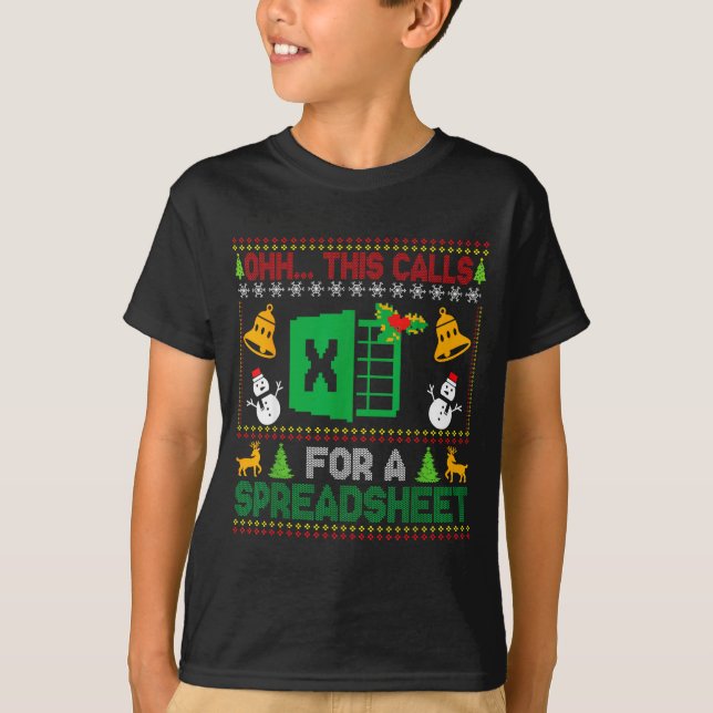 T-shirt Oh This Calls For A Spreadsheet Funny Ugly Christm (Devant)