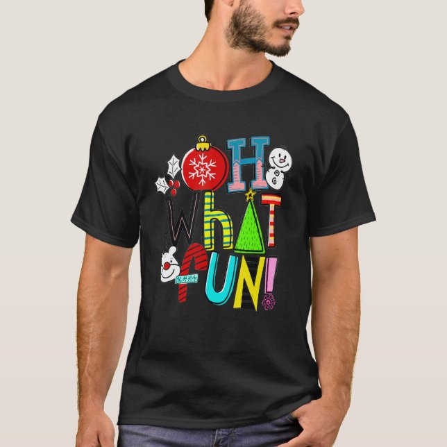 T-shirt Oh What Fun Christmas Shirt With Wreath And Tree (Devant)
