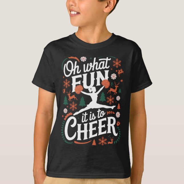 T-shirt Oh What Fun It Is To Cheer Ugly Cheerleading Xmas  (Devant)