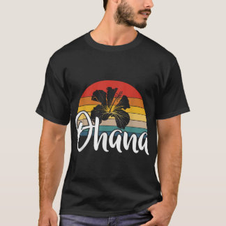 T-shirt Ohana Hawaii Hibiscus Fleur Retro Hawaii Famille