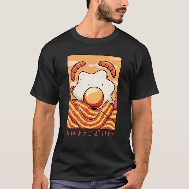 T-shirt Ohayo Egg Bacon Sausage Hotdog Breakfast Food Baco (Devant)