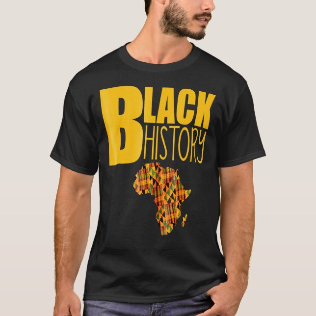 T-shirt Oheneba Vêtements Noir Histoire Afrique Kente Moti (Devant)