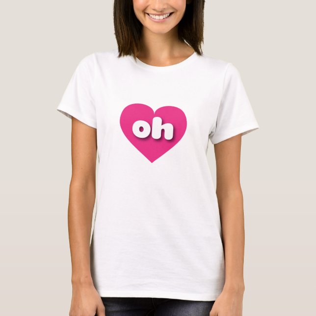 T-shirt Ohio coeur rose chaud - J'aime oh (Devant)