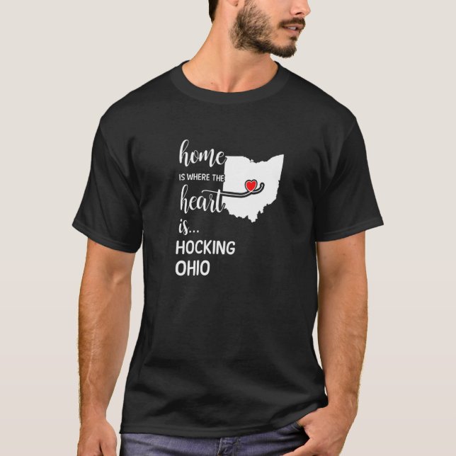 T-shirt Ohio Home Est Là Où Le Coeur Est Hocking Comté (Devant)