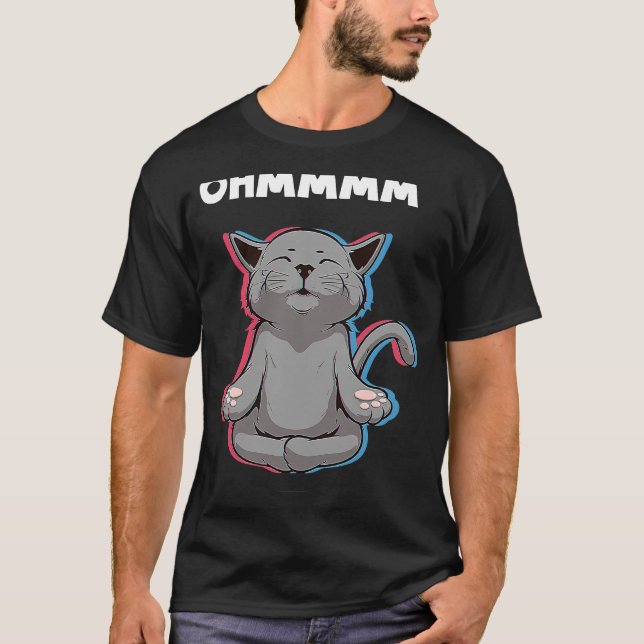 T-shirt Ohmmm Yoga Chats Méditation Relaxation Om Namaste (Devant)