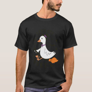 T-shirt Oie drôle Sorcière Balai Halloween Mignon Animaux 