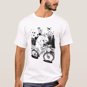 T-shirt Oie noire et blanche à vélo