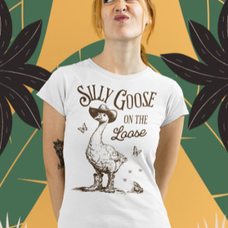 T-shirt Oie Silencieuse Sur Le Perdu - Design De Style Vin