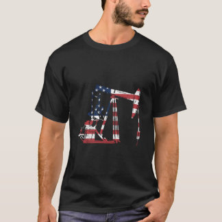 T-shirt Oilfield Rig Usa American Flag Oil Field Refinery 