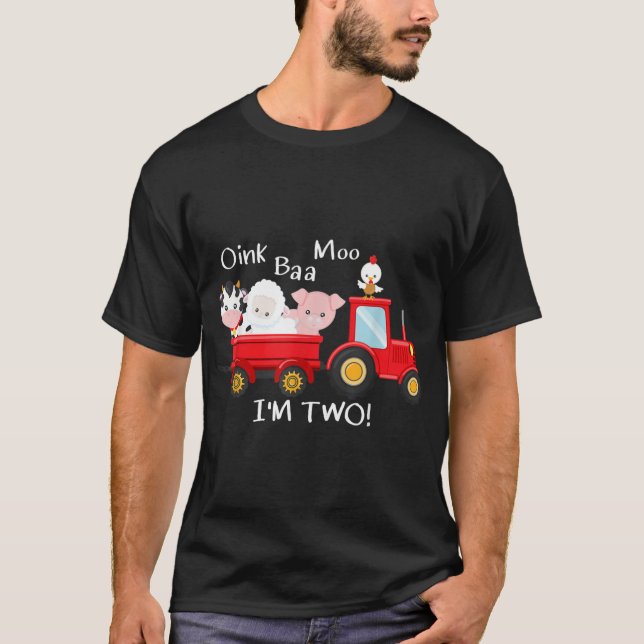 T-shirt Oink Baa Moo Im 2 Thème Ferme Anniversaire Trace (Devant)