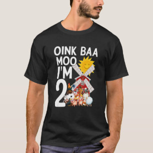 T-shirt Oink Baa Moo J'ai 2 ans pour célébrer la naissance