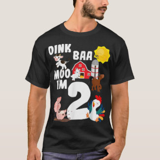 T-shirt Oink Baa Moo Je suis 2 Animaux de ferme Thème Anni