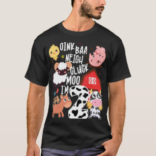T-shirt Oink Baa Neigh Cluck Moo Je Suis Deux 2 Agriculteu