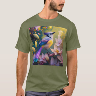 T-shirt Oiseau à poitrine jaune violet