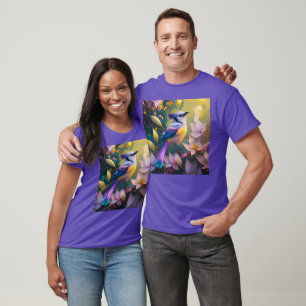 T-shirt Oiseau à poitrine jaune violet