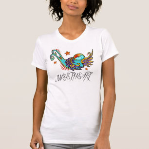 T-shirt Oiseau artistique urbain de tatouage d'hirondelle