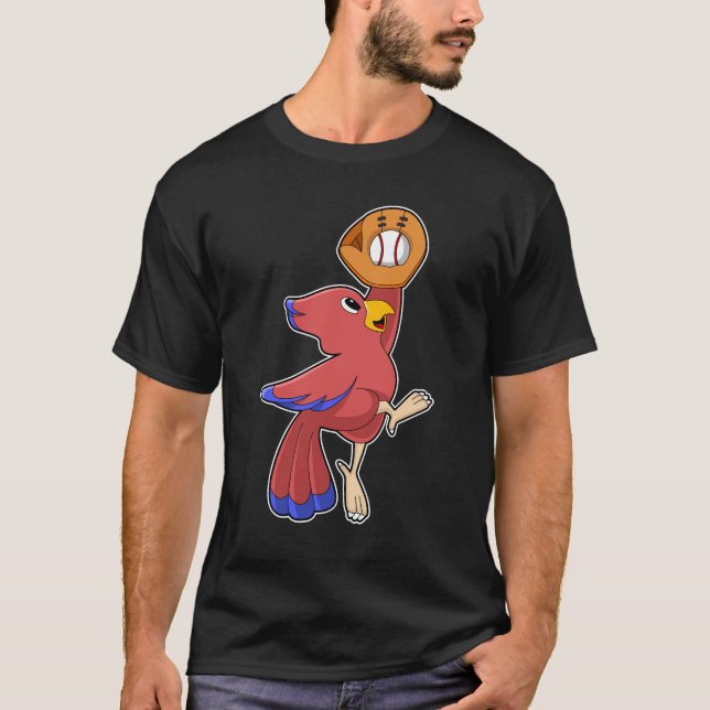 T-shirt Oiseau au baseball avec gant de baseball (Devant)