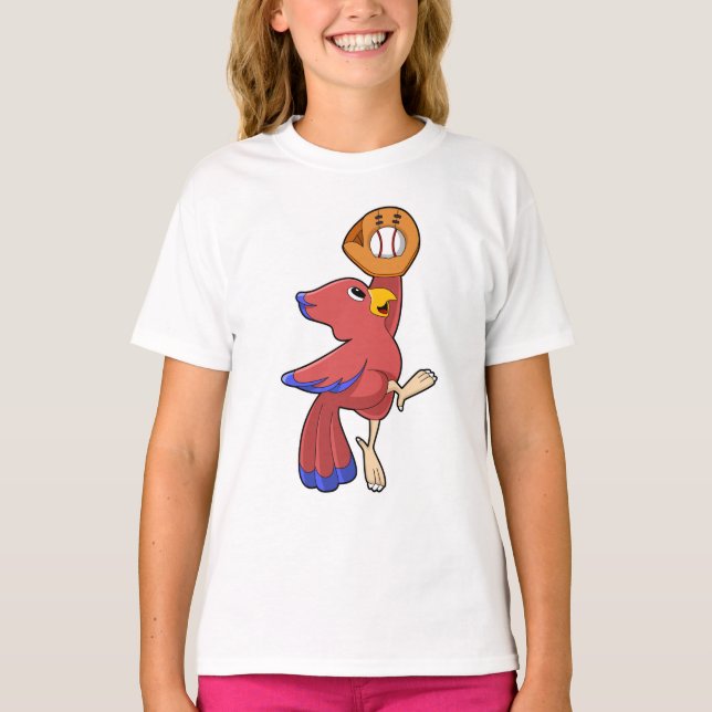 T-shirt Oiseau au baseball avec gant de baseball (Devant)