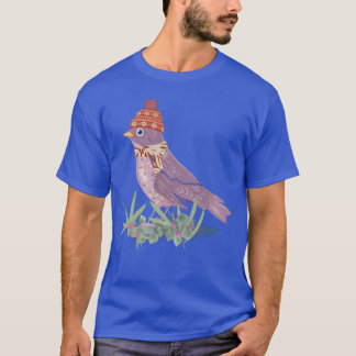 T-shirt Oiseau avec casquette et foulard en hiver