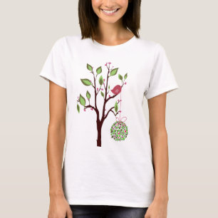 T-shirt Oiseau avec la pièce en t de gui et de baies