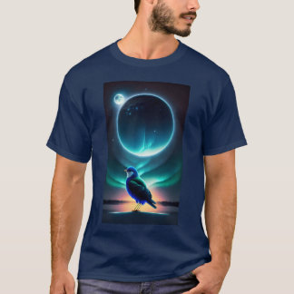 T-shirt Oiseau avec lune drôle