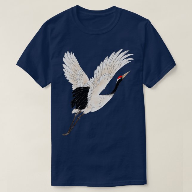T-shirt Oiseau blanc observant la grue des neiges Photogra (Design devant)