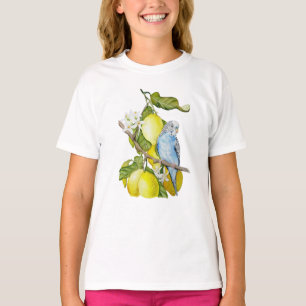 T-shirt Oiseau bleu parmi les grenades Botanique à l'aquar