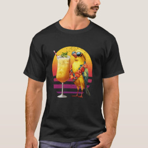 T-shirt Oiseau Canari Avec Cocktail Hawaïen Rétro Été Va