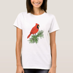 T-shirt Oiseau cardinal rouge sur pin
