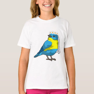 T-shirt Oiseau comme mariée avec couronne de fleurs