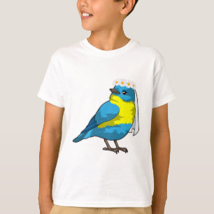 T-shirt Oiseau comme mariée avec couronne de fleurs