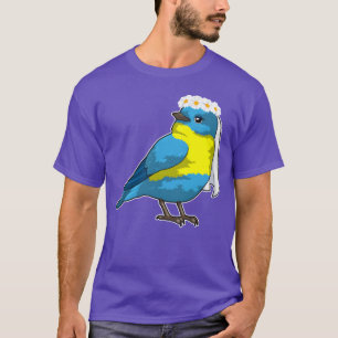 T-shirt Oiseau Comme Mariée Avec La Couronne De Fleurs fil