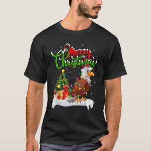 T-shirt Oiseau d'aigle chauve Noël Éclairage d'aigle chauv