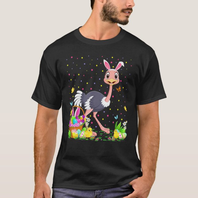 T-shirt Oiseau d'autruche OEuf de Pâques Chasse Bunny Ostr (Devant)