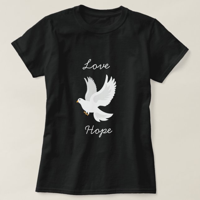 T-shirt Oiseau de colombe blanche sur gris (Design devant)