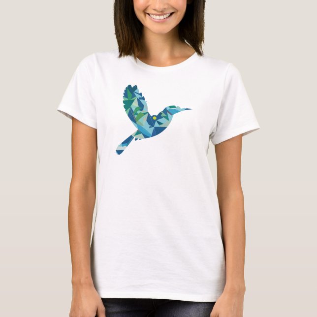 T-shirt Oiseau de couleur géométrique (Devant)