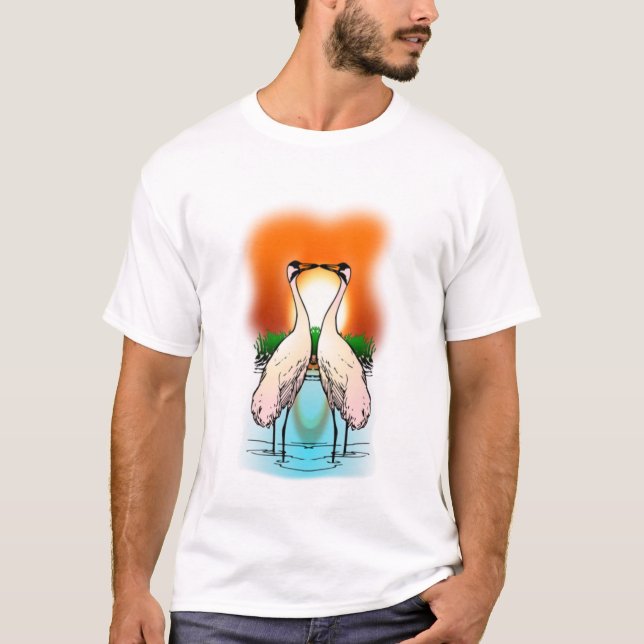 T-shirt Oiseau de grue - grue de huée de deux amours (Devant)
