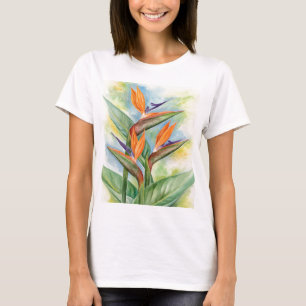 T-shirt Oiseau de l'art de fleur de paradis - multi