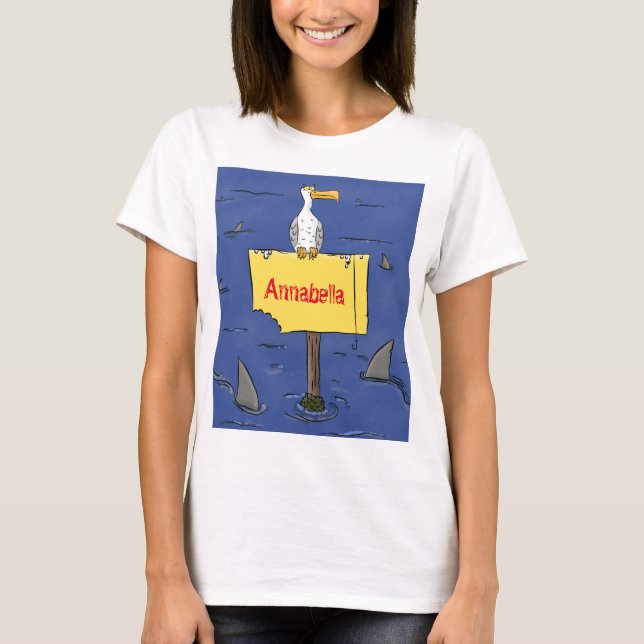 T-shirt Oiseau de mer amusant entouré de dessins animés de (Devant)