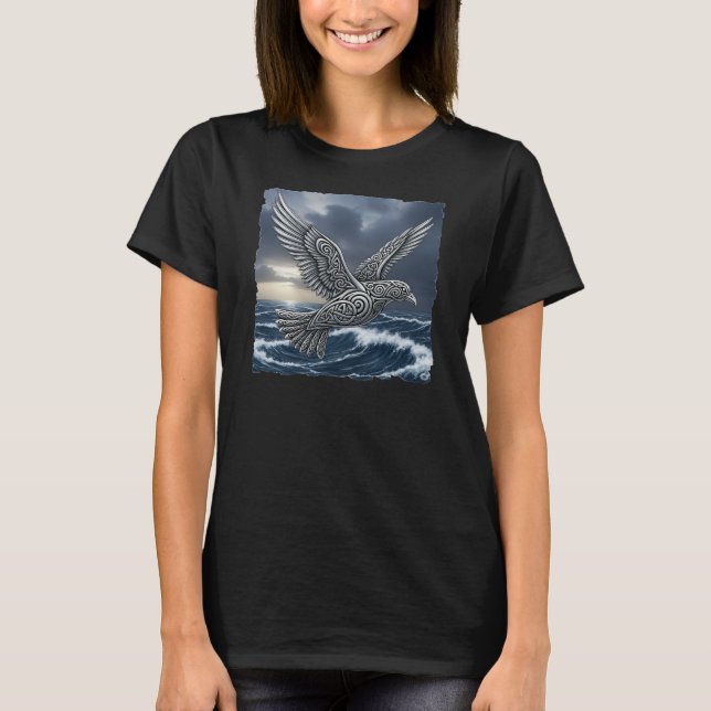 T-shirt Oiseau de mer celtique au-dessus de l'océan ! (Devant)