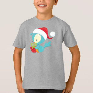 T-shirt Oiseau de Noël, Oiseau mignon, Chapeau de Noël, Ca