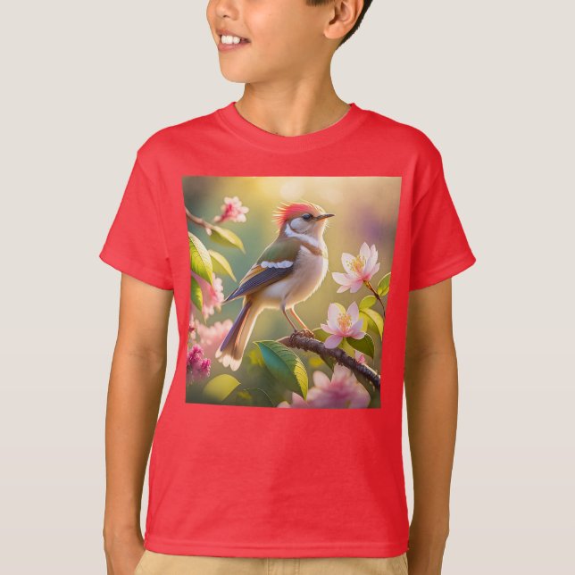 T-shirt Oiseau de Paruline Imaginaire à tête rouge (Devant)