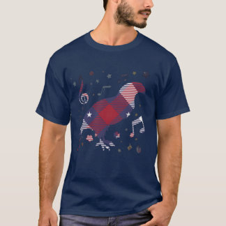 T-shirt Oiseau de Patchwork coloré et musique Notes cadeau