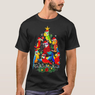 T-shirt Oiseau de perroquet Arbre de Noël Dons Amusants Xm