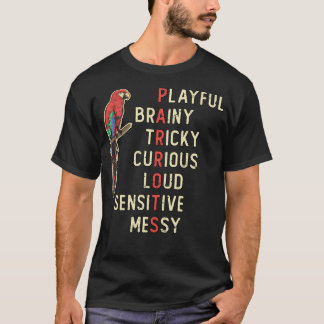 T-shirt Oiseau de perroquet Jouer Brainy animal scintillan