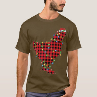 T-shirt Oiseau de poulet Jeu de Noël Lumières Buffalo roug