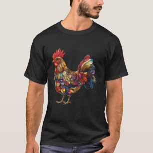 T-shirt Oiseau de poulet rôti coloré Hen ferme animal cade
