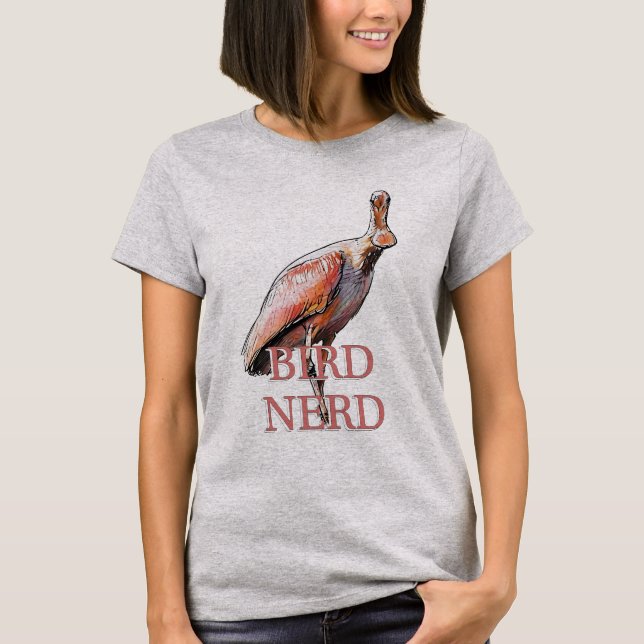 T-shirt Oiseau de spatule de rose Nerd (Devant)
