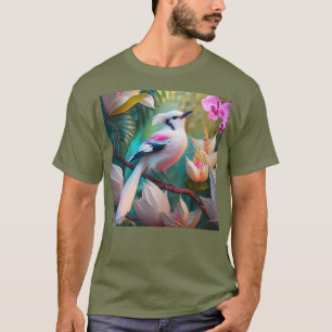 T-shirt Oiseau d'Imaginaire tacheté blanc crêpé
