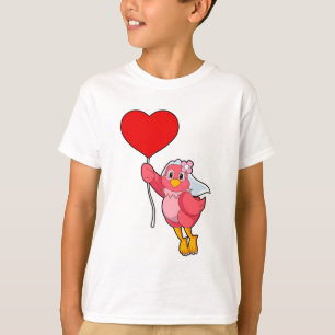 T-shirt Oiseau en mariée avec Voile et Balloon Coeur